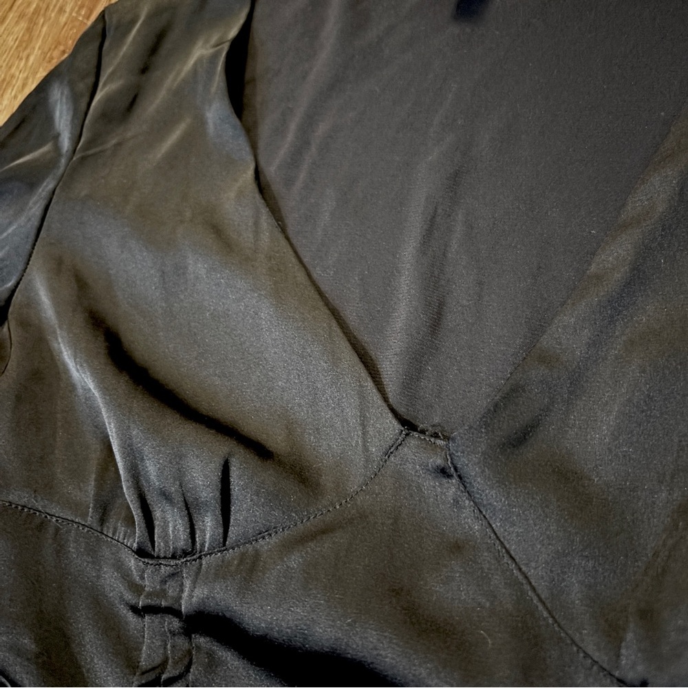Black Ruched Silk Top - Picture 4 of 6
